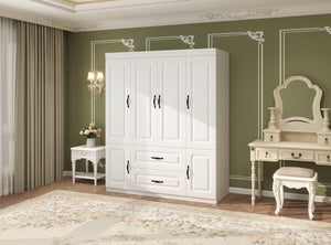 4-Door Armoire Wardrobe with Drawers & Shelves