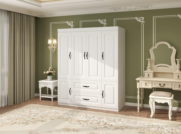4-Door Armoire Wardrobe with Drawers & Shelves