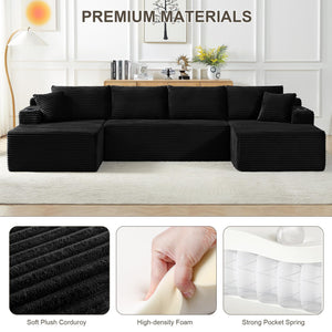 U-Shaped Modular Sectional Sofa with Deep Chaise