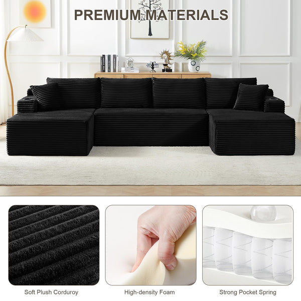 U-Shaped Modular Sectional Sofa with Deep Chaise