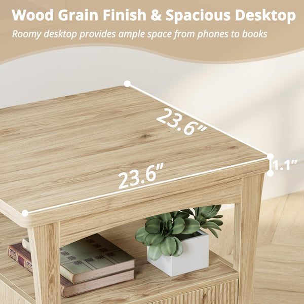 Farmhouse Nightstand with Charging Station