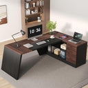 L-Shaped Executive Desk 78-Inch with Power Outlet & File Cabinet
