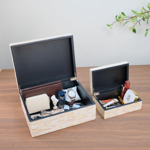 Mother of Pearl Decorative Keepsake Box Set of 2 with Lids