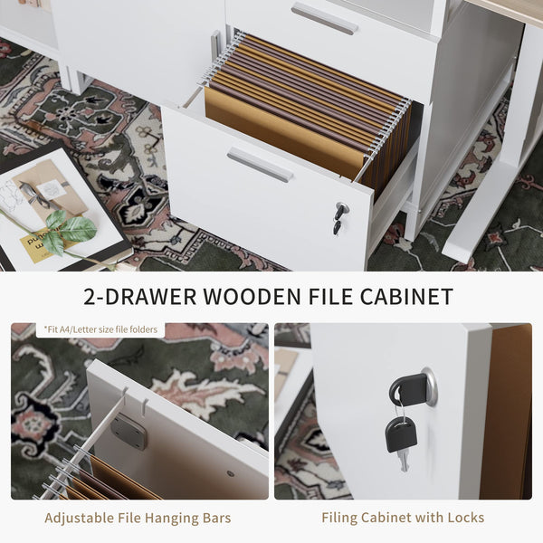 L-Shaped Electric Standing Desk with Drawers & Shelves