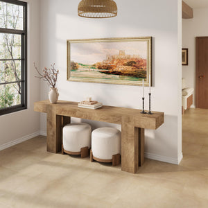 Extra Long Console Table – Natural Oak Brown, 86.75 Inch