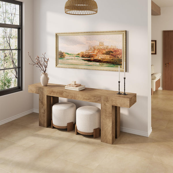 Extra Long Console Table – Natural Oak Brown, 86.75 Inch