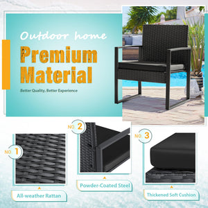 3-Piece Outdoor Wicker Patio Furniture Set with Coffee Table