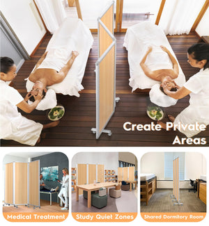 3-Panel Folding Room Divider Privacy Screen 71" x 71"
