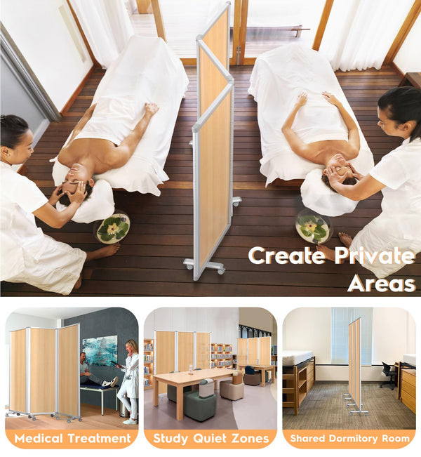 3-Panel Folding Room Divider Privacy Screen 71" x 71"