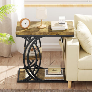 C Shaped End Table 3-Tier with Metal Frame