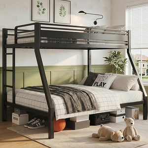 Twin Over Full Metal Bunk Bed with Guardrails