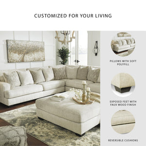 Beige Microfiber L-Shaped Sectional Sofa with Reversible Cushions