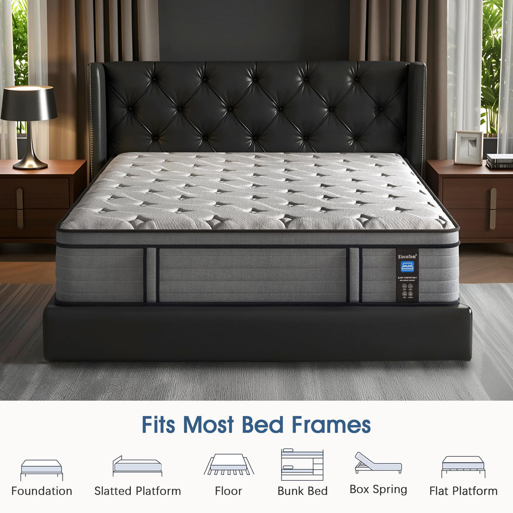 12 Inch Hybrid Mattress with Gel Memory Foam – Firm Support, Fiberglass Free