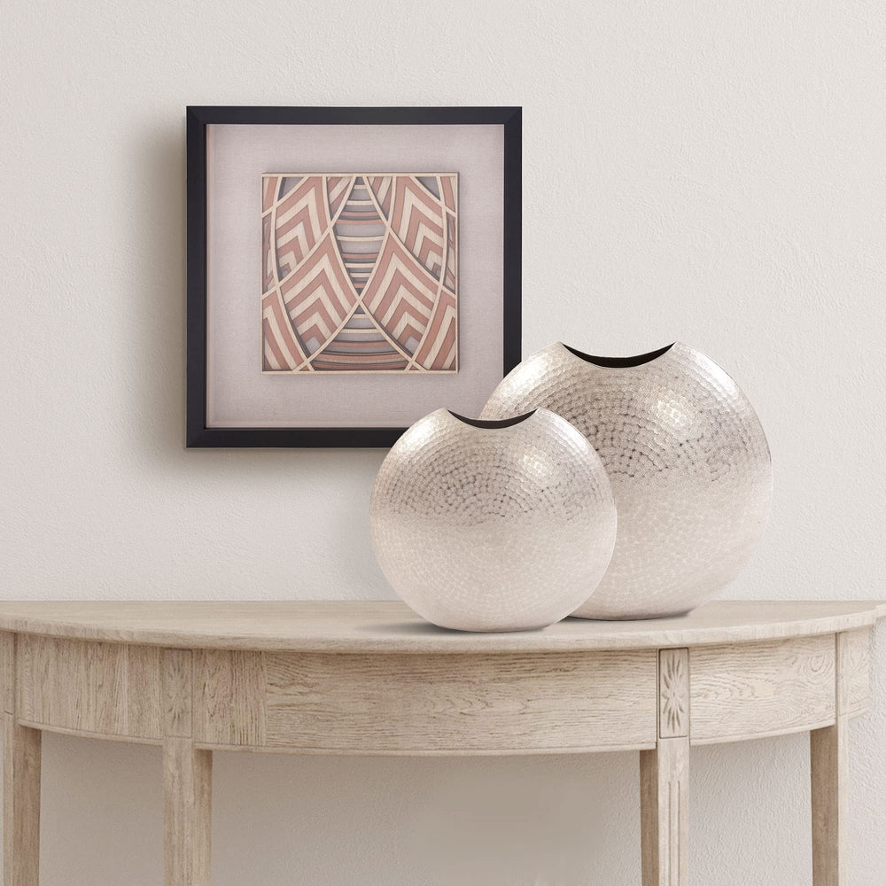 Frosted Silver Hammered Aluminum Round Vase