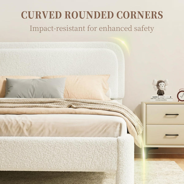 King Size Boucle Upholstered Bed Frame
