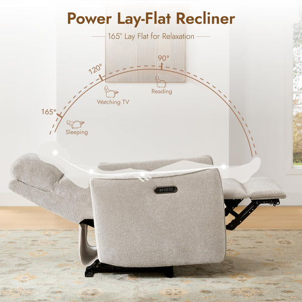 Power Lay-Flat Recliner Chair with Dual Motors & Power Headrest