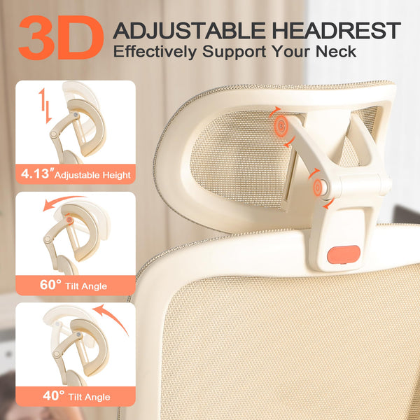Ergonomic Office Chair with Footrest & 4D Arms