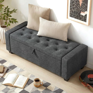 Storage Ottoman Bench with Lid – 47" Upholstered Entryway Bench
