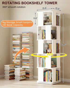 5-Tier Rotating Bookshelf Tower