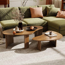 Nesting Coffee Tables Set of 2 – Oval Mid-Century Modern with Fluted Legs