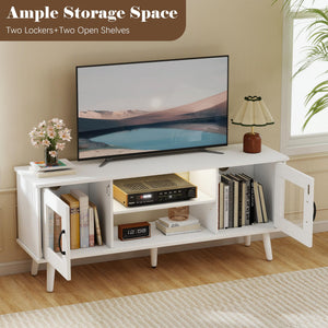 Mid-Century Modern TV Stand with LED Light — Fits up to 55"