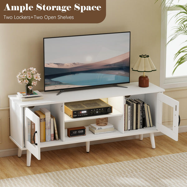 Mid-Century Modern TV Stand with LED Light — Fits up to 55"