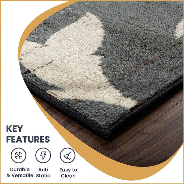 Floral Patchwork Indoor Area Rug – Beige, Low Pile, Machine Made
