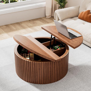 Round Lift Top Coffee Table with Storage