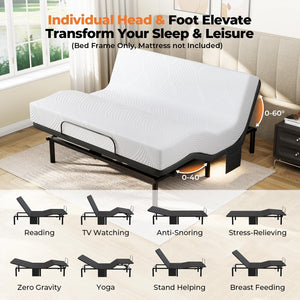 Queen Adjustable Bed Frame with Head & Foot Incline