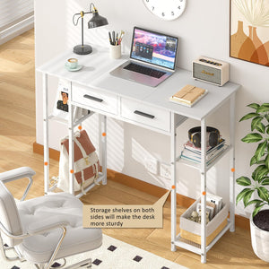 Computer Desk with Drawers and Storage Shelves
