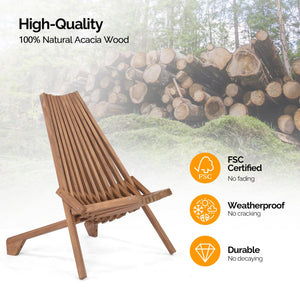 Acacia Wood Folding Patio Chairs Set of 4