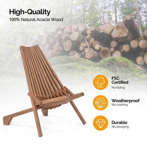 Acacia Wood Folding Patio Chairs Set of 4