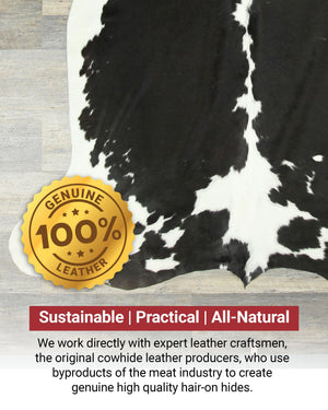 Black & White Cowhide Area Rug – Genuine Leather Hair-On Hide