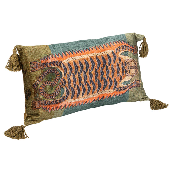 Tiger Print Lumbar Pillow with Tassels