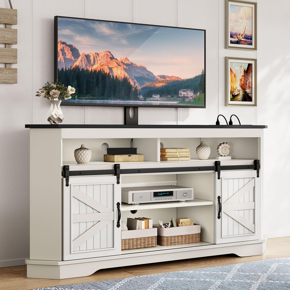 Corner TV Stand with Power Outlet & Storage for 70 Inch TV