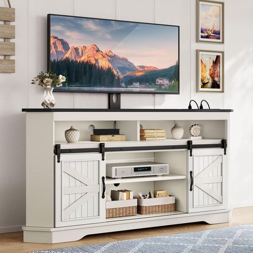 Corner TV Stand with Power Outlet & Storage for 70 Inch TV