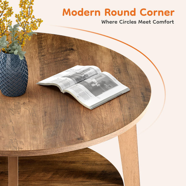 Round Coffee Table with Storage, 2-Tier