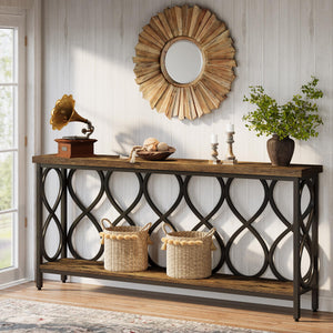 70.87" Industrial Console Table with Bottom Shelf