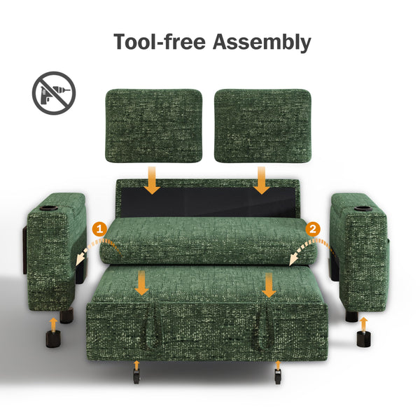 65" Convertible Loveseat Sleeper Sofa with Pull-Out Bed