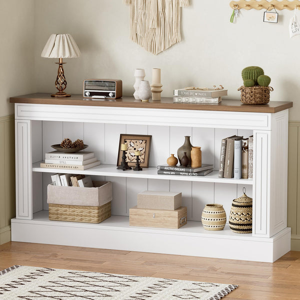 63-Inch Narrow Console Table with 3-Tier Shelves