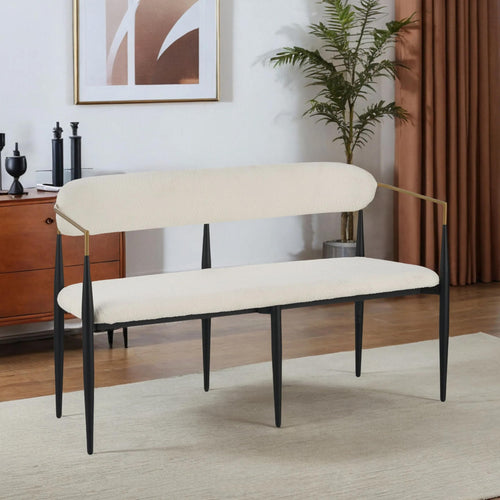 Modern Bouclé Loveseat with Iron Frame
