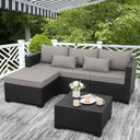 3-Piece Outdoor Wicker Patio Sectional Set with Ottoman & Storage Table