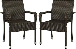 Stackable Outdoor Rattan Dining Chairs Set of 2