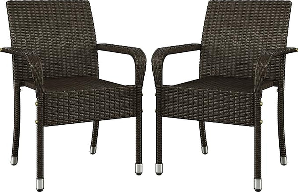 Stackable Outdoor Rattan Dining Chairs Set of 2