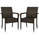 Stackable Outdoor Rattan Dining Chairs Set of 2 with Armrests