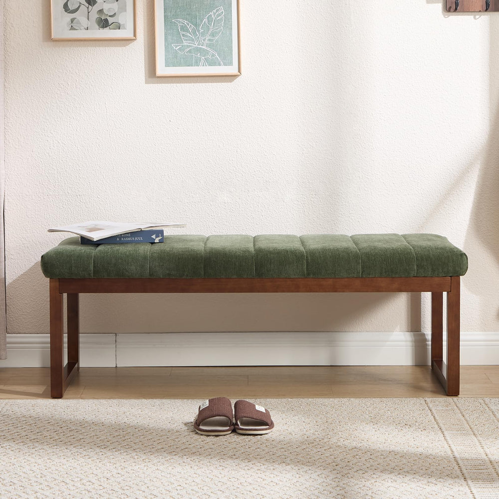 Upholstered Bedroom Bench with Solid Wood Frame