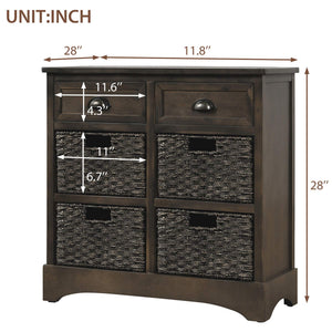 Farmhouse Storage Cabinet with 2 Drawers & 4 Baskets