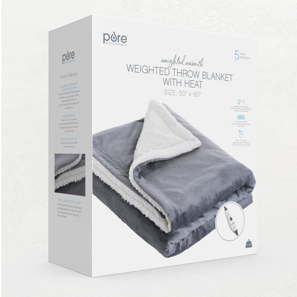 2-in-1 Heated Weighted Blanket with Sherpa & Micromink — 13 lbs, 50" x 60"