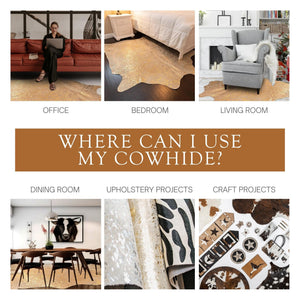 Metallic Cowhide Area Rug – Genuine Leather, 6x7-8 Ft
