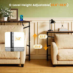 Height Adjustable Sofa Console Table with Power Outlet & USB-C
